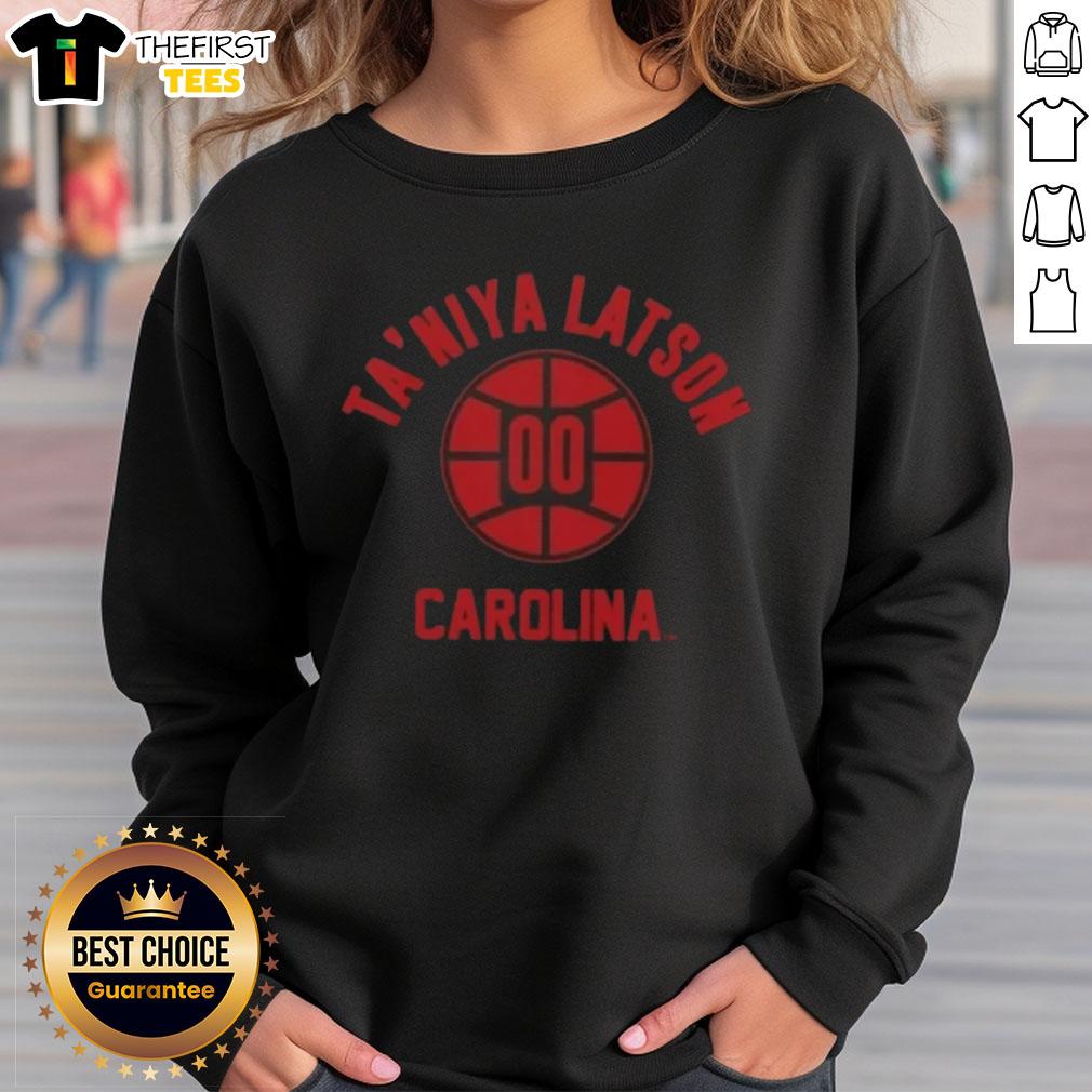 awesome-south-carolina-basketball-taniya-latson-name-pose-sweatshirt Taniya Latson poses in a stylish South Carolina basketball sweatshirt, showcasing team spirit and athletic fashion.