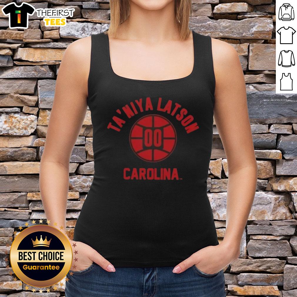 awesome-south-carolina-basketball-taniya-latson-name-pose-tank-top Taniya Latson poses confidently in a tank top, showcasing South Carolina basketball pride and style.