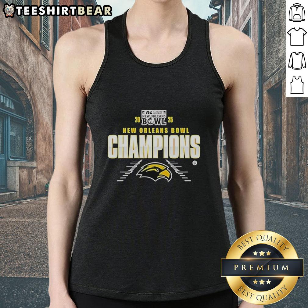 awesome-southern-miss-golden-eagles-new-orleans-bowl-champions-2025-tank-top Awesome Southern Miss Golden Eagles New Orleans Bowl Champions 2025 tank top featuring bold team graphics and colors.