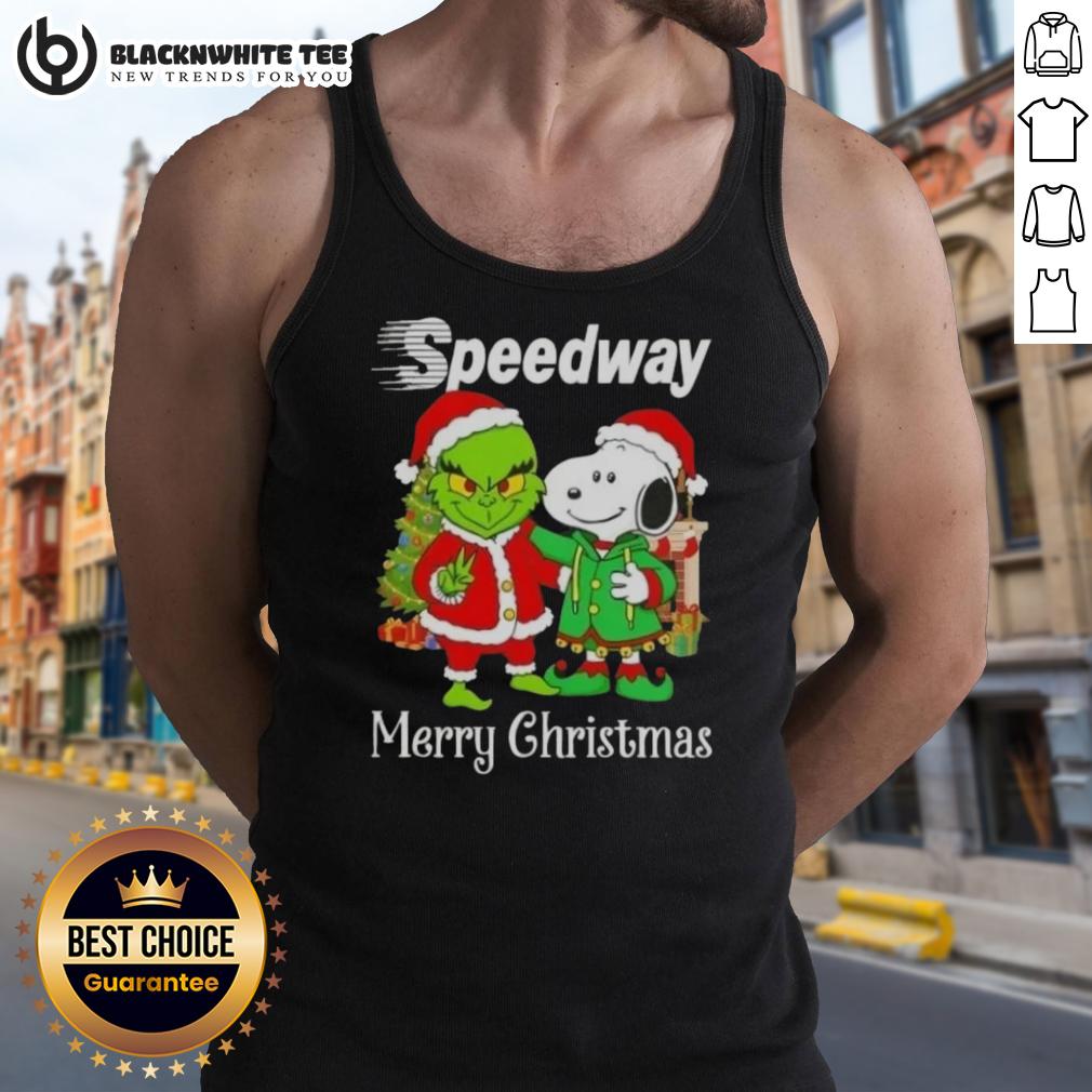 Awesome Speedway X Grinch And Snoopy Merry Christmas Tank Top Awesome Speedway X Grinch and Snoopy Merry Christmas tank top featuring festive graphics for holiday celebrations.