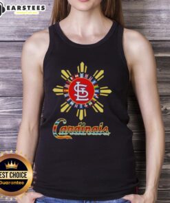 Alt Text: Awesome St. Louis Cardinals X Hispanic tank top featuring vibrant colors and team logo, perfect for fans.