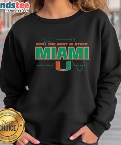 Miami Hurricanes football state sweatshirt featuring bold colors and logo, perfect for fans and game day attire.