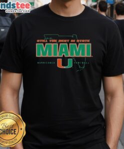 Awesome Still The Best In State Miami Hurricanes Football T-Shirt, featuring vibrant team colors and logo for fans.