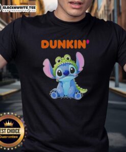 Awesome Stitch Cosplay Crocodile X Dunkin' Donuts T-Shirt featuring vibrant colors and playful design for fans.