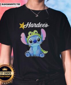 Awesome Stitch Cosplay Crocodile X Hardees Ladies Tee featuring vibrant colors and playful design for fans of Stitch.