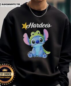 Alt Text: Awesome Stitch Cosplay wearing Crocodile X Hardees sweatshirt, showcasing vibrant colors and unique design.