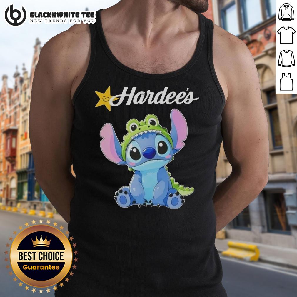 Awesome Stitch Cosplay Crocodile X Hardee'S Tank Top Awesome Stitch cosplay featuring a Crocodile X Hardees tank top, showcasing vibrant colors and playful design.