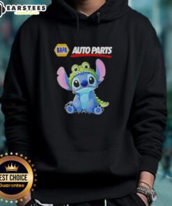Awesome Stitch cosplay featuring a Crocodile X Napa Auto Parts hoodie, showcasing vibrant colors and detailed design.