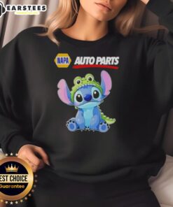Alt Text: Awesome Stitch Cosplay Crocodile X Napa Auto Parts sweatshirt featuring vibrant colors and unique design.