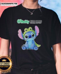 Awesome Stitch cosplay featuring Crocodile X on a stylish Oreilly Auto Parts ladies tee, perfect for fans and cosplayers.
