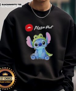 Awesome Stitch cosplay featuring a Crocodile X Pizza Hut sweatshirt, showcasing vibrant colors and fun character design.