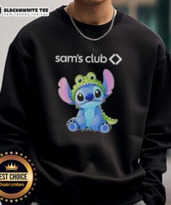 Awesome Stitch cosplay featuring a Crocodile X Sam's Club sweatshirt, showcasing vibrant colors and playful design.