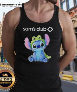 Awesome Stitch cosplay featuring a Crocodile X Sam's Club tank top, showcasing vibrant colors and playful design.