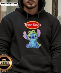 Awesome Stitch cosplay featuring a Crocodile X Tyson Foods hoodie, showcasing vibrant colors and playful design.