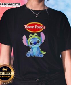 Awesome Stitch Cosplay Crocodile X Tyson Foods Ladies Tee featuring vibrant colors and fun design for fans.