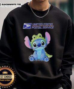 Alt Text: Awesome Stitch Cosplay Crocodile X USPS Sweatshirt featuring vibrant colors and unique design for fans and collectors.