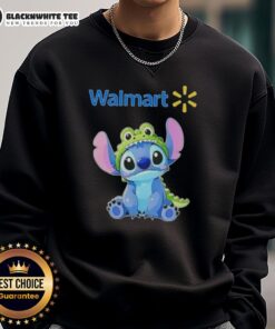 Awesome Stitch cosplay featuring a crocodile design on a Walmart sweatshirt, perfect for fans and comfortable wear.