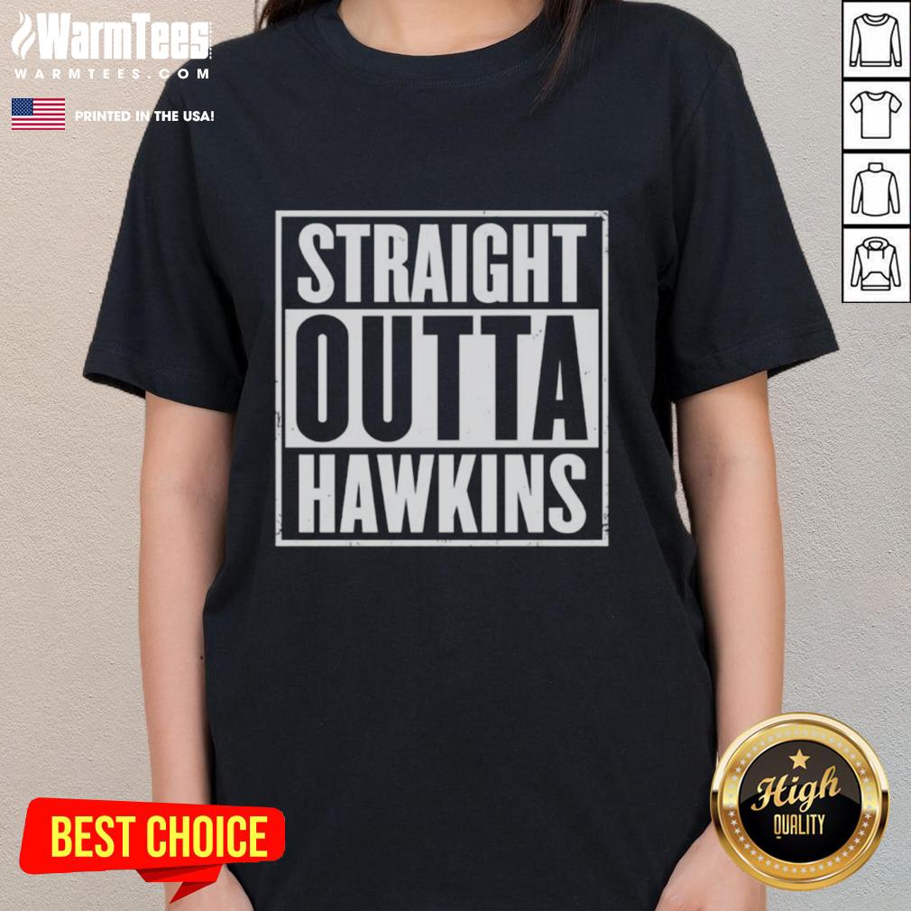 awesome-straight-outta-hawkins-stranger-things-ladies-tee Awesome Straight Outta Hawkins Stranger Things Ladies Tee featuring a bold graphic design for fans of the hit series.