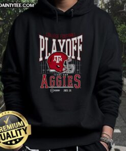 Alt Text: Awesome Texas A&M Aggies 2025-2026 College Football Playoff Bound helmet hoodie for fans and supporters.