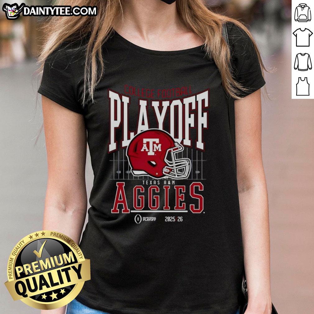 awesome-texas-a-and-m-aggies-2025-2026-college-football-playoff-bound-helmet-ladies-tee Alt Text: Awesome Texas A&M Aggies 2025-2026 College Football Playoff Bound helmet graphic on ladies tee shirt.