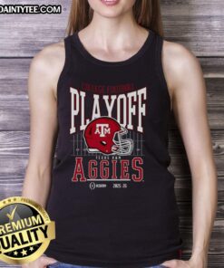 Alt Text: Awesome Texas A&M Aggies 2025-2026 College Football Playoff Bound helmet tank top for fans and supporters.