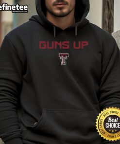 Awesome Texas Tech Red Raiders football logo hoodie featuring the 'Guns Up' rally call design.