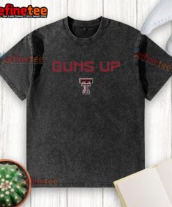 Alt Text: Awesome Texas Tech Red Raiders football logo on a washed t-shirt with Guns Up rally call design.