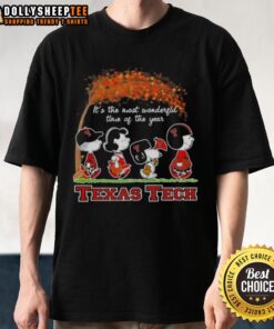 Awesome Texas Tech Red Raiders X Peanuts Snoopy and Friends autumn T-shirt featuring a festive design for fans.