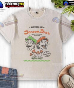 Awesome Mushroom Jam T-shirt featuring Mario and Luigi, established 1985, by Shroom Bros with Wahoo Tentic flavor.