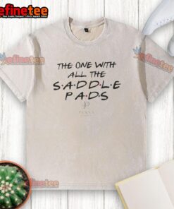 Friends TV show washed t-shirt featuring 'Awesome - The One With All The Saddle Pads' design, perfect for fans.