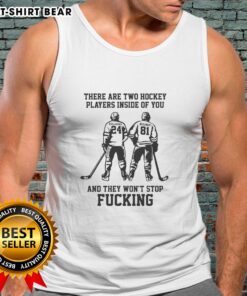 Awesome tank top featuring two hockey players graphic, perfect for sports enthusiasts and hockey fans.