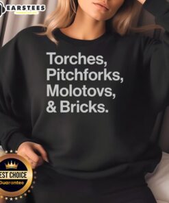 Awesome Torches Pitchforks Molotovs And Bricks 2025 World Tour Sweatshirt featuring bold graphic design and vibrant colors.