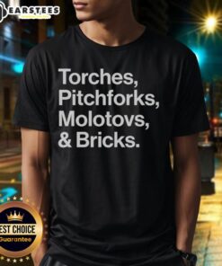 Awesome Torches Pitchforks Molotovs And Bricks 2025 World Tour T-Shirt featuring bold graphics and vibrant colors.