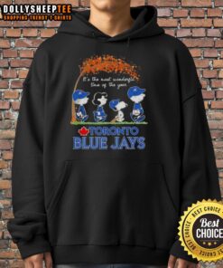 Awesome Toronto Blue Jays X Peanuts Snoopy hoodie for autumn, celebrating It's The Most Wonderful Time Of The Year.