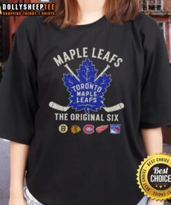 Awesome Toronto Maple Leafs Original Six combined ladies tee showcasing team pride and vintage style.