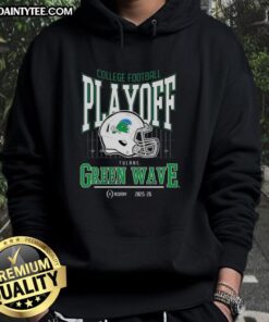Awesome Tulane Green Wave 2025-2026 College Football Playoff Bound helmet hoodie for fans and supporters.