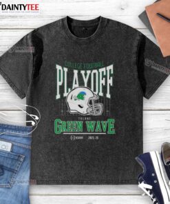 Awesome Tulane Green Wave 2025-2026 College Football Playoff Bound helmet washed t-shirt for fans and supporters.