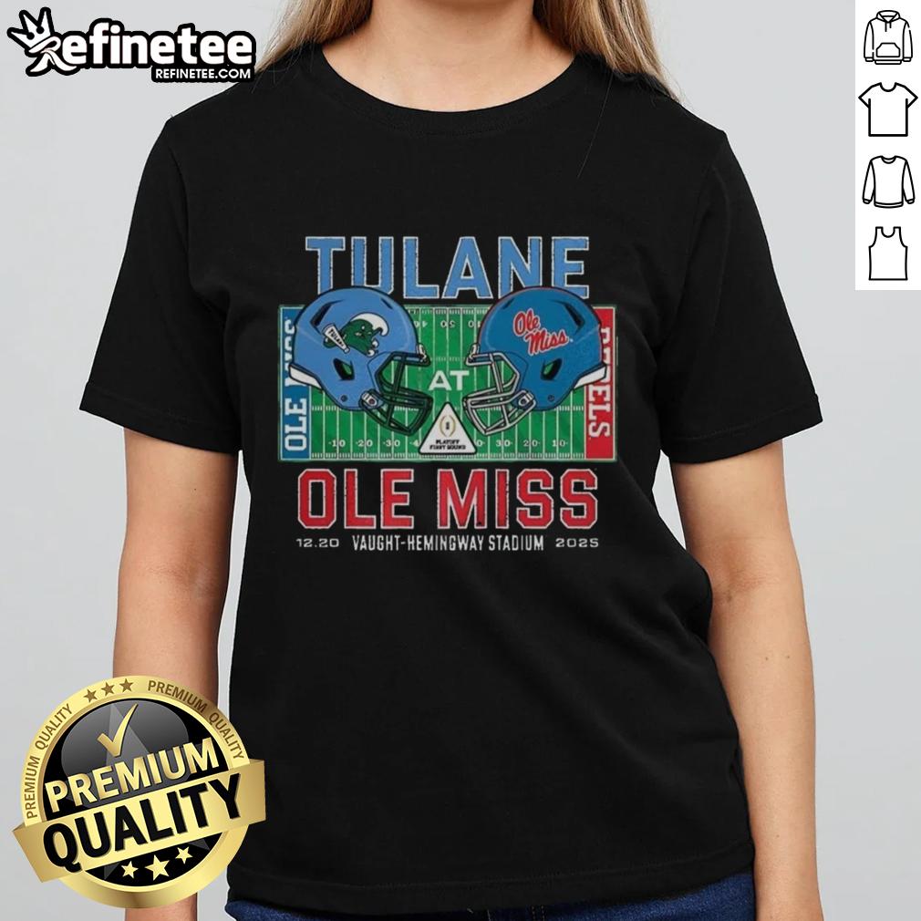 awesome-tulane-green-wave-vs-ole-miss-rebels-ncaa-cfp-2025-vaught-hemingway-stadium-helmet-ladies-tee Awesome Tulane Green Wave vs Ole Miss Rebels NCAA CFP 2025 helmet on ladies tee at Vaught-Hemingway Stadium.