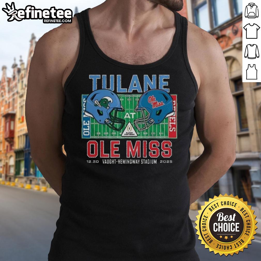 awesome-tulane-green-wave-vs-ole-miss-rebels-ncaa-cfp-2025-vaught-hemingway-stadium-helmet-tank-top Awesome Tulane Green Wave vs Ole Miss Rebels NCAA CFP 2025 tank top featuring team helmets at Vaught-Hemingway Stadium.