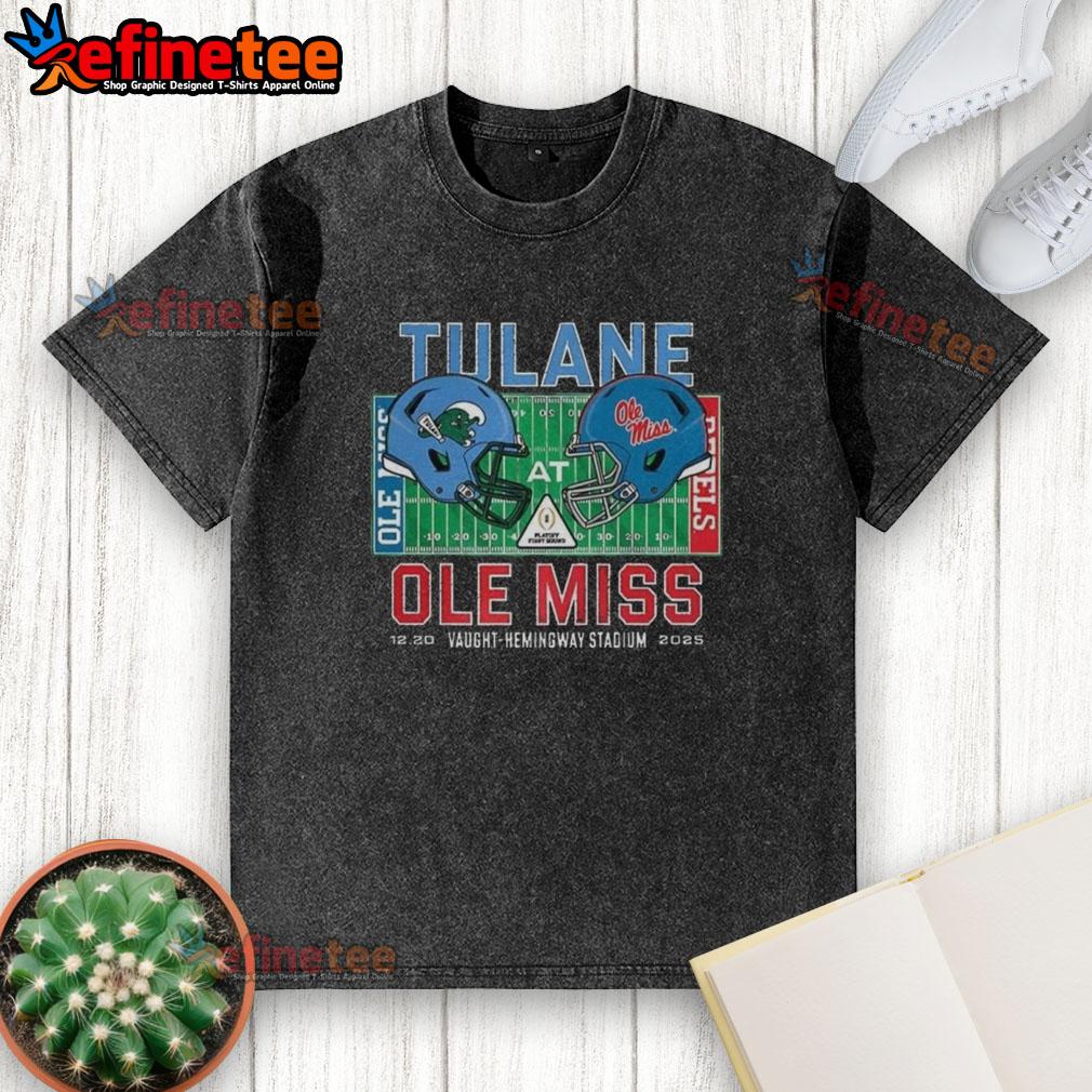 awesome-tulane-green-wave-vs-ole-miss-rebels-ncaa-cfp-2025-vaught-hemingway-stadium-helmet-washed-t-shirt Alt Text: Tulane Green Wave vs Ole Miss Rebels NCAA CFP 2025 helmet washed t-shirt displayed at Vaught-Hemingway Stadium.
