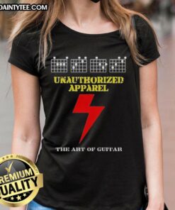 Alt Text: Awesome Unauthorized Apparel The Art of Guitar Ladies Tee featuring a stylish guitar graphic and comfortable fit.