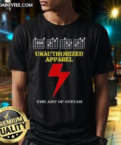 Awesome Unauthorized Apparel The Art Of Guitar T-Shirt featuring a vibrant guitar graphic on a stylish tee.