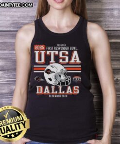 Awesome UTSA Roadrunners 2025 First Responder Bowl Bound tank top featuring team colors and logo for fans.
