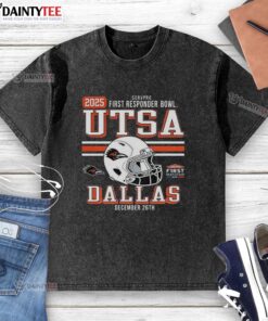 Alt Text: Awesome UTSA Roadrunners 2025 First Responder Bowl Bound washed t-shirt featuring bold team graphics.