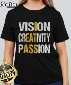 Awesome Vision Creativity Passion Letter Ladies Tee showcasing stylish design and vibrant colors for creative women.