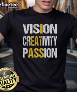 Awesome Vision Creativity Passion Letter T-Shirt featuring bold graphics and vibrant colors, perfect for creative individuals.