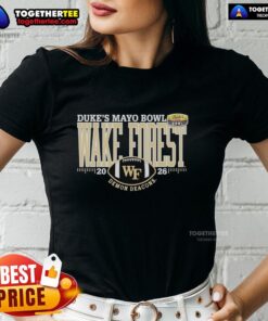 Awesome Wake Forest Demon Deacons Dukes Mayo Bowl 2026 ladies tee featuring team colors and logo design.