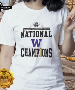 Awesome Washington Huskies 2025 NCAA Division Men's Soccer National Champions ladies tee showcasing team pride and victory.