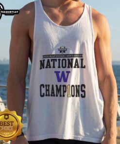 Awesome Washington Huskies 2025 NCAA Division Men's Soccer National Champions tank top featuring team colors and logo.