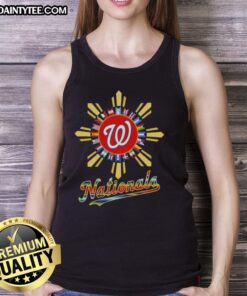 Awesome Washington Nationals X Hispanic tank top featuring vibrant colors and stylish design for baseball fans.